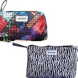 WECROO Makeup Pouch, Cosmetic Bag for Women, Multi-Pattern Design, Set of 2,Cute Travel Makeup Bag Cosmetic Bag Small Pouch Gift for Women Girls (Multi,Black)-image-88