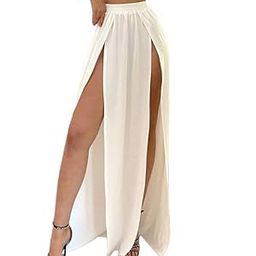 Women's Chiffon Maxi Skirt with Side Splits, for Beach Cover up, Cocktail Dresses-image-5