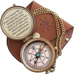 Brass Compass with Leather Case Gifts for Men, Catholic Gifts Men, Christian, Jeremiah 29 11, Personalized, Sentimental, Inspirational-image-35