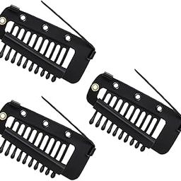 (3pcs) Dupatta Clips for Brides - Bridal Saree Pallu Chunni Setting Holding Safety Pin for Head - Hair Patch Wig Clips for Women - Black-22
