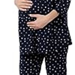 Women's Three Fourth Sleeves Pre and Post Pregnancy Nursing Nightwear-picture-47