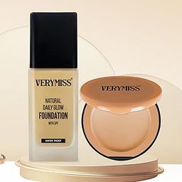 Verymiss Makeup Kit For Women I Liquid Foundation + Compact Powder I All Skin Type I Medium to Buildable Coverage | Lightweight | Easy to Blend (VMNYK55, Light Tone)-47