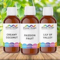 Aromakrafts Fragrance Oils for Soap Making & Candle Making - Creamy Coconut, Passion Fruit, Lily Of Valley - Set of 3 (30ml each)-image-6