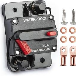Tiwerlfe 20 Amp Circuit Breaker Boat Trolling Motor Marine ATV Solar System Stereo Audio Trailer Vehicle Electronic Battery 12V-48V DC Waterproof Inline Fuse with Manual Reset Switch-image-11