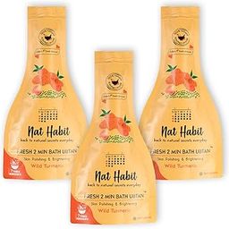 Nat Habit Fresh Wild Turmeric Bath Ubtan, 2 Minute Body Scrub For Accelerated Detan, Pigmentation Relief, Body Acne Control, Whitehead Clearance, Ayurvedic Inspired, Pack of 3-82