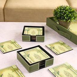 Birch & Co. Leather Coasters - Tea Coaster - Dining Table Decor Accessories - Coster Set for Dining Table for Hot Pots - Coasters for Cups Set of 6 -Durable and Long-Lasting, Premium Finish, Peacock-image-93