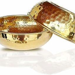 LandSlide Brass Handmade Decorative Bowl, Multipurpose 2 Piece (Gold - 4.5 X 1.75 Inch), 250 ML-23