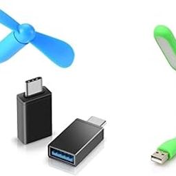 Portable Mini USB Dragon Fan with 2 Leaf & 1 Pc Poratble USB LED Light With USB To Type-C OTG, Connect with Laptop, Smartphone, Powerbank, USB Adapter/Hub (Multicolour)-picture-16