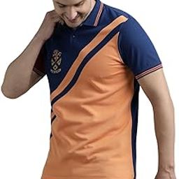 Men's Polo T-Shirt, Regular Fit, Cotton, Navy-Turquoise Cross Cut Design, Short Sleeve-image-40