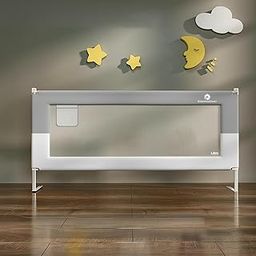 StarAndDaisy Baby Bed Guard Rail with T-Body Support Frame/Adjustable Height, and Portable Single-Side Design for Infant and Toddler Safety - (Grey & White-1.8 M)-picture-30