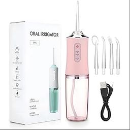 24x7 eMall Pink Water Flosser Portable Dental Water Jet Oral Teeth Irrigator Waterproof Tooth Cleaner Water Flosser Oral Flosser 3 Modes And 4 Nozzels 220 ML-image-2
