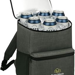Outer Woods 10 Can Cooler Bag | 12+ Hours Cooling | Fits 10 x 500ml Cans | Leakproof Soft Cooler Bag | 2 Units Big Ice Gel Packs Included (Grey)-image-25