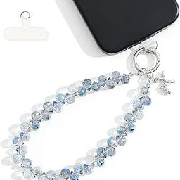 Crystal Phone Wrist Strap Phone Charm Chain Keychain Beaded Cellphone Lanyard with Tether Tab Hands-Free Wristlet Bracelet Wrist Grip Strap for Women-image-79