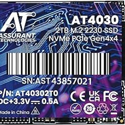 Assurant 2TB M.2 2230 PCIe Gen 4.0x4 NVMe SSD AT4030 Compatible with Steam Deck Surface Ally Mini PCs Up to 5300MB/s Read 600TB Write Endurance-image-76