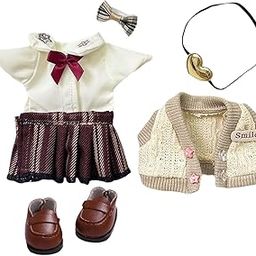 CALANDIS™ Doll Clothes 15cm with Shoes Plaid Skirt DIY Doll Toy Cute Doll Clothes Suit red-image-74