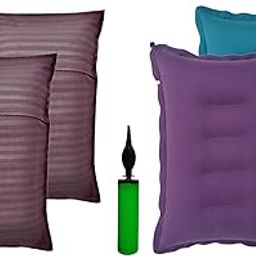 Shivam Pillow Pack of 2 | Multi-Color Cotton Travel Pillow with Air Pump & Cover | Lightweight & Compact Neck Support for Train, Bus, Flight, Camping, Hostel & Office Use-image-74