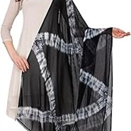 Women's Printed Chiffon Dupatta With Lace on Border, 2.3 Meters Length, Soft Material-image-42
