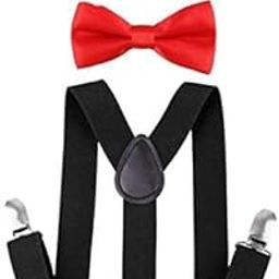 Black Suspender with 1 red and 1 Black Bow Tie Set for Kids 5 to 15yrs-picture-8