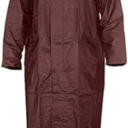 Brown Men's Polyester Double-Layer Long Raincoat Poncho with Pockets, Adjustable Cap and Cover- X-Large Size-1