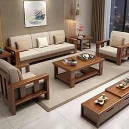 MAHIMART & HANDICRAFTS Sheesham Wood 5 Seater Sofa Set | Stylish Handcrafted Wooden 3+1+1 Couch Furniture for Living Room, Guest Room, Hotels, Office, Lobby and Home Decor (Brown Finish)-image-57