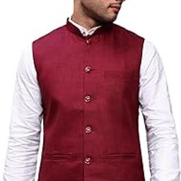 SHOWOFF Men's Solid Burgundy Slim Fit Nehru Jacket-AD-J-455_Burgundy-image-34