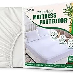 DXCFIT 100% Waterproof Mattress Protector - Soft Cotton Terry Surface, Breathable & Noiseless Fitted Mattress Cover, Hypoallergenic Pad, Topper, Machine Washable Sheet (Twin (120x200x30)-image-41