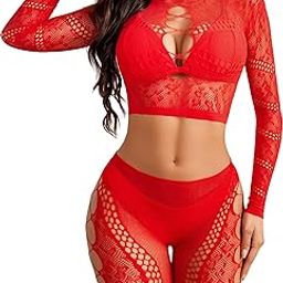 Sexy Lingerie for Women Naughty Deep V Neck Teddy Babydoll Mesh Nightwear for Women Mesh Badydoll Fishnets Dresses See Through Lingerie Chemise Outfits One Piece Cut-image-76