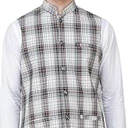 Black and White Waistcoat with Woven Checks and Front Pockets-image-10