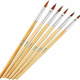 KIRA 6PCS Nail Art Painting Drawing Pen Brush for Acrylic Nail Extension Wooden Handle Painting Brush Use for Watercolor Acrylic Oil Brush Painting and Nail Art-image-43