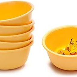 SignoraWare BPA Free Plastic Katori/ Serving Bowl | Microwave & Dishwasher Safe | Lightweight | Best for Sauce & Herb Container | Great for Serving Dessert, Salad & Fruits ( 220ml x 6 | Yellow )-image-64