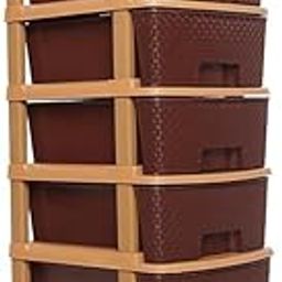 KITCHIVO™ Plastic Modular Drawer Storage Chest Of Drawers Organizer Storage Box, Large Stomo Racks For Multipurpose Anti-slip Shoes Organizers (Brown, 7 Layer)-image-31