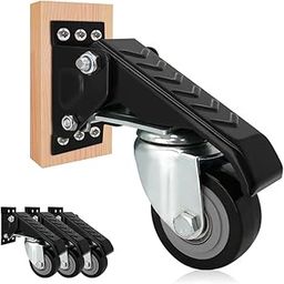 HASTHIP® 4Pcs Mobile Workbench Casters 360-degree Swivel Casters Max 440lbs Loading Capacity Noise Reduction Heavy Duty Bench Caster Wheels with Brakes, Screw Fixed Casters for Table, Workbench-image-5