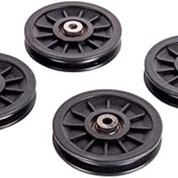 FITRXX Fitness Exercise Cable Machine Attachments Solid Nylon Gym Pulley 4-inch with Inbuilt Bush and Bearing for Full Smoothness (Black) Pack of 4-15