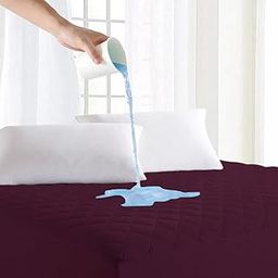 Standard King Size Mattress Cover - 100% Waterproof Mattress Protector - Polycotton Fitted Style Elastic Bed Cover - Soft & Breathable - Easy Care (Standard King - 72X78 inch | 6X6.5 feet, Wine)-picture-8