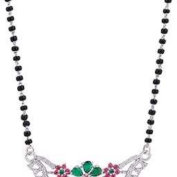 925 Sterling Silver Micron Rhodium Plated Zircon Mangalsutra For Women | Hypoallergenic | Anti- Tarnish | Pure Silver Chandi Gift For Wife-image-8