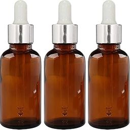 nsb herbals 30 ML Amber Round Empty Glass Bottle + Glass Dropper + Silver Ring + White Silicone Teat, Refillable, Reusable, Leak Proof For Essential Oils, Perfumes (Pack Of 3)-image-81
