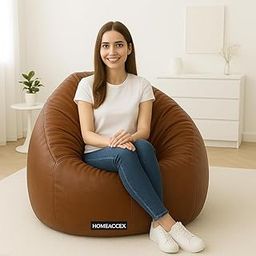 HOMEACCEX Faux Leather Bean Bag with Filled Beans 2XL Bean Bag Chair | Capacity Upto 100 Kg Weight | XXL Filled Bean Bag,Brown-picture-20