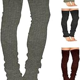 Warm Winter Woolen Long Leg Socks Knee Cover Leg Warmers for Men Women Dark Grey 1 Pair-image-97