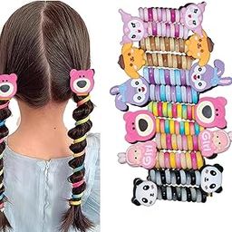 WECROO Cartoon Telewire Spiral Hair Ties Cute Kids Baby Head Accessories for Girls Spring Rubber Bands for Braids Ponytail Maker (Multicolor, Pack of 4)-image-69