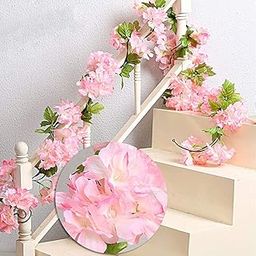 VRB Dec Artificial Flowers Vine Silk Carnition Garland Fake (6 Ft Long) Flowers Silk Roses Garland For Wedding Decorations Christmas Garden Wall Valentine Decoration (Shaded Pink)-11