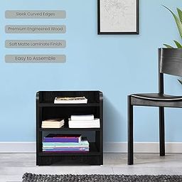 Wooden Side Cut Table, End Sofa, Bedside Table, Corner Coffee Table with Solid Finish Space Saving Furniture with Storage for Living Room..(Black)-17