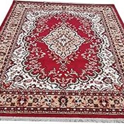Sifa Carpet Super Softness Floral Design Rectangular Carpet For Living Room (Red Color 6X8 Feet)-0