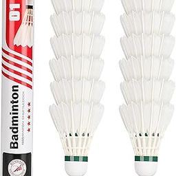 12Pcs Feather Shuttlecock Set, Badminton Shuttlecocks with Goose Feather, Durable & High-Performance Feather Design for Indoor & Outdoor Badminton, Stable Flight & Fast Recover (White)-image-74