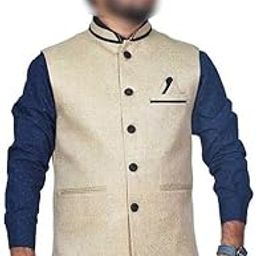 Indian Designer Traditional Ethnic Cream Mens Wear Waist Coat-25