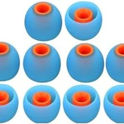 RUWEL Replacement Earphone & Handfree Silicone Rubber Medium Size 5 Pair Caps for Realme Boat Oppo Vivo Samsung One Plus Airpods, Earbuds, Bluetooth Neackband(10p Ear Pads) (Blue Red 5-Pair)-image-90