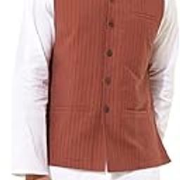 Men Rust Printed Cotton Nehru Jacket-2