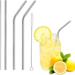 EPICK Reusable Stainless Steel Straws for Drinking with Brushes 8.5 Inches BPA-Free Metal, Thick, Long (2 Bent + 2 Straight +1 Brush)-image-65