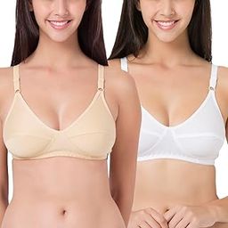 100% Cotton Minimizer Bra - Non-Padded - Full Coverage - Regular Straps, Wireless - Seamed Bra (Pack of 2)-1