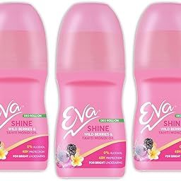 EVA Shine Deo Roll On with Wild Berries & Tahiti Monoi Oil | For Bright Underarms | Alcohol & Aluminium Free | For Women (25ml. pack of 3)-20