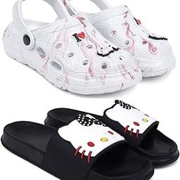 Combo Pack of 2 Slipper/Flip Flops/Slides/Clogs/Sandals with Adjustable Back Strap for Women (WCL-LGirl,Kitty)-image-54